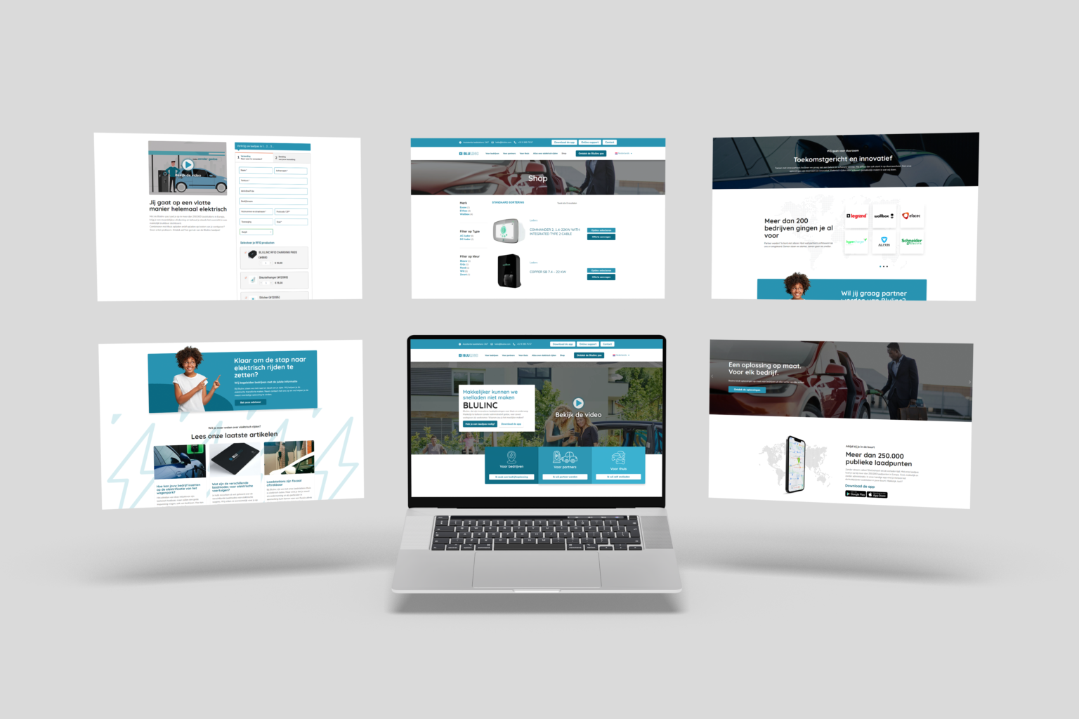 Blulinc schermen mockup
